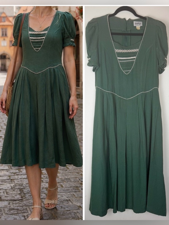 meico Dresses & Skirts - Vintage Meiko Landhaus Look Green Drindl  Dress